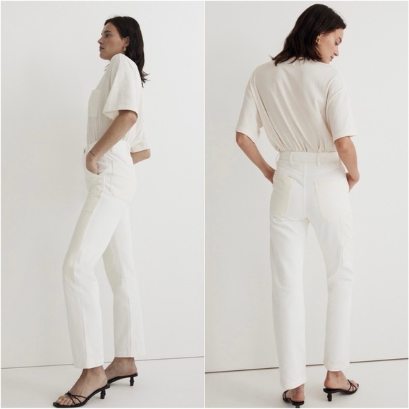 Madewell Jeans The '90s Straight: Two-Tone Workwear Edition White 33 NWT New - Picture 2 of 13